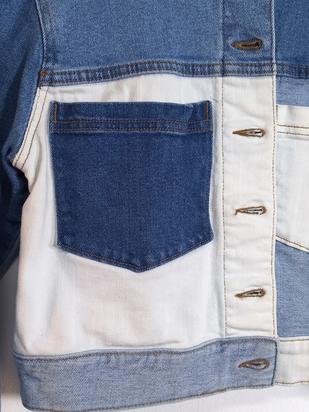 Wild Fable Patchwork Boxy Denim Trucker Jacket Size XS - Picture 5 of 8